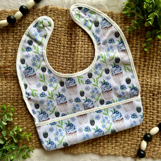 Berry Blue Delight Flip Pocket Bib